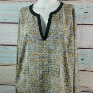 Essentials by Milano Black Biege Blue Geo Print Tu